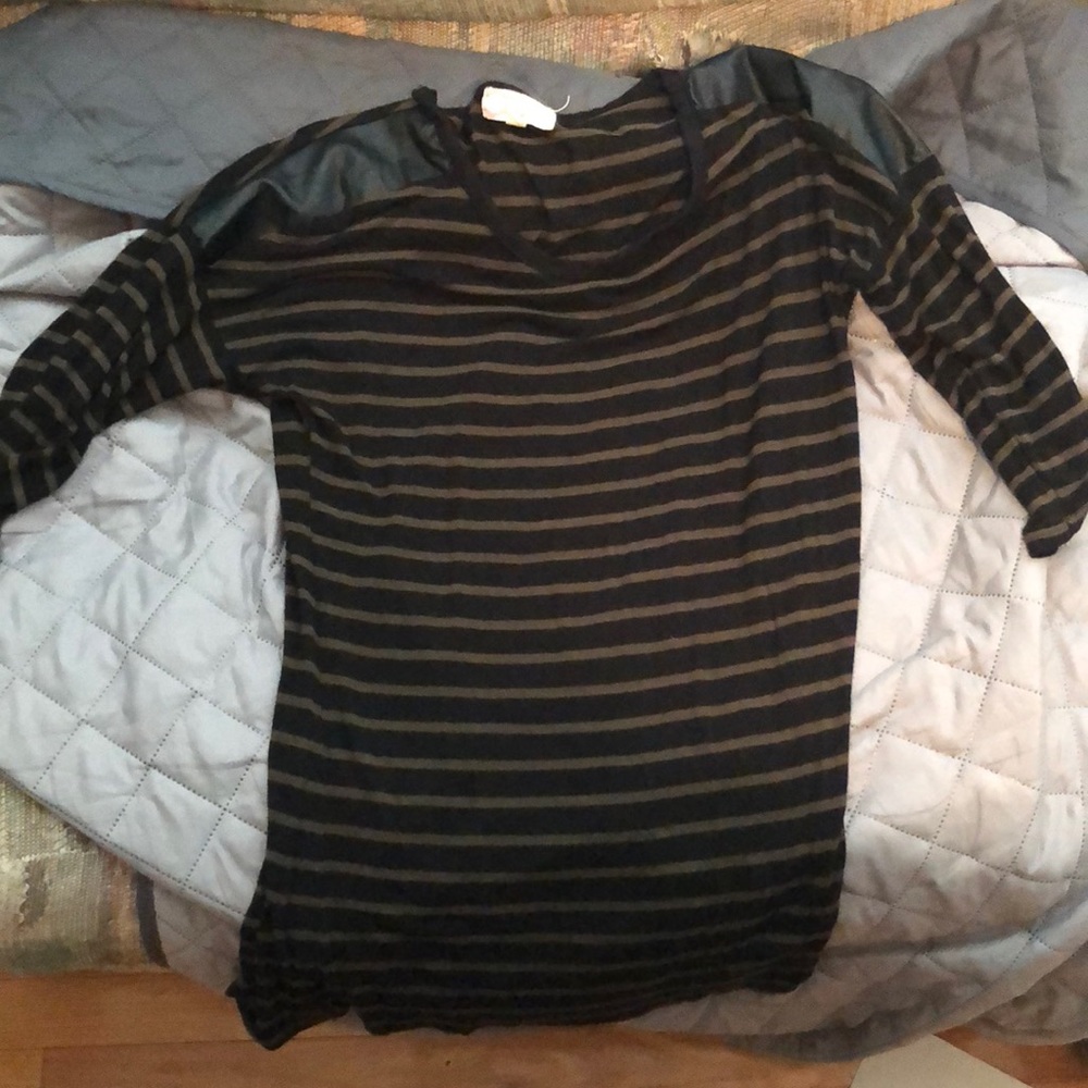 Black and Olive Green Stripped Shirt